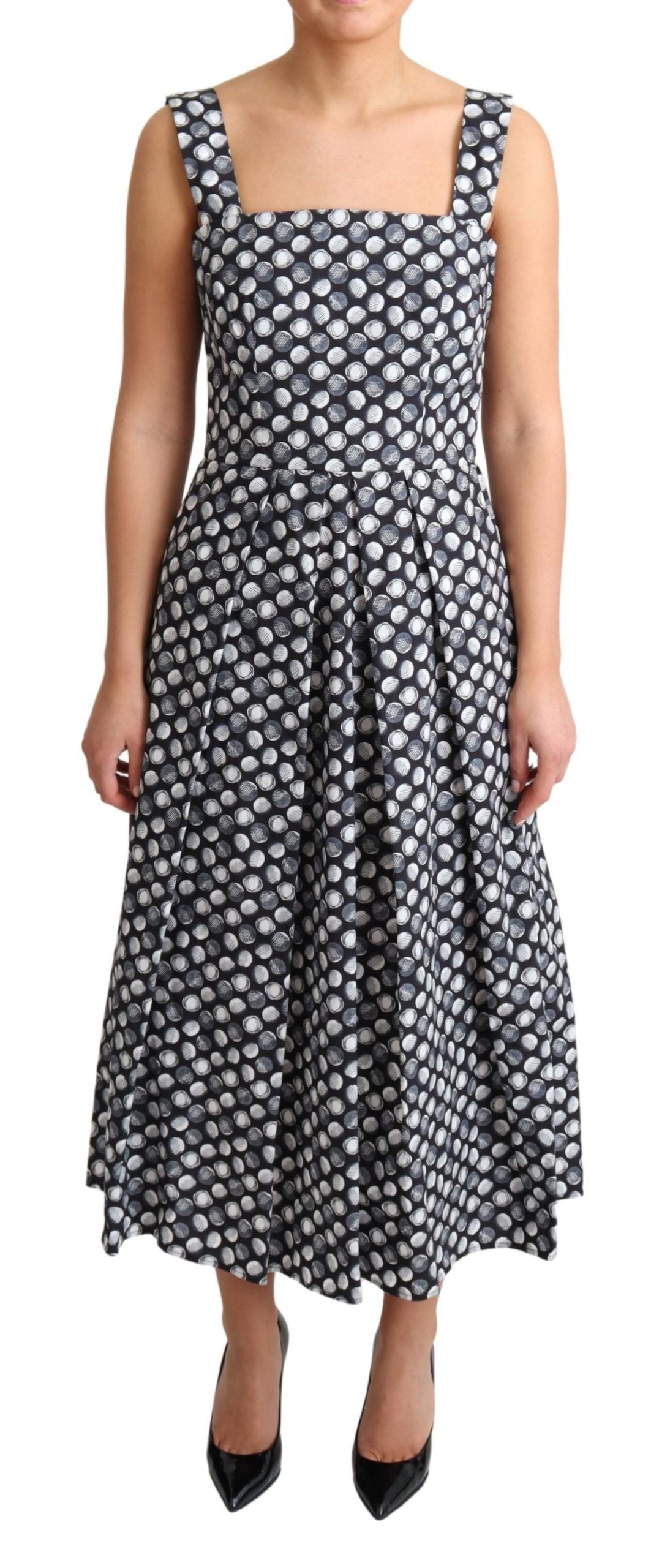 Dolce & Gabbana Blue Geometric Cotton A-Line Gown Women's Dress