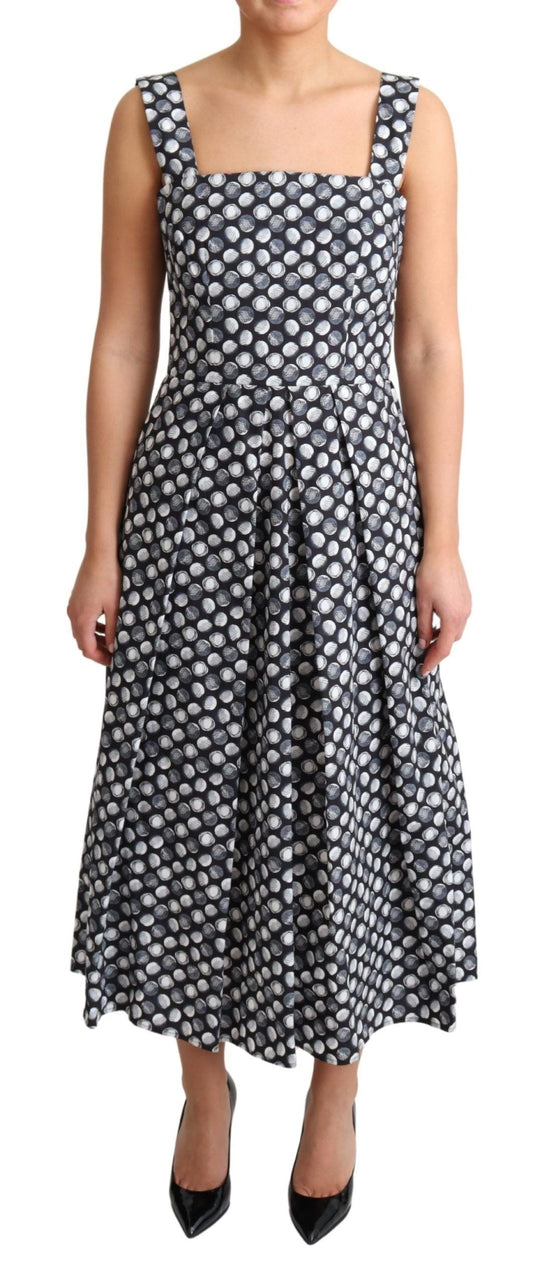 Dolce & Gabbana Blue Geometric Cotton A-Line Gown Women's Dress