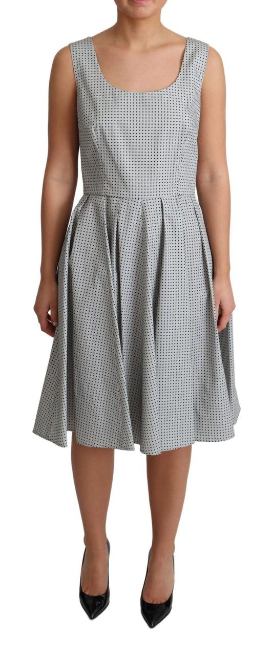 Dolce & Gabbana Gray Polka Dotted Cotton A-Line Women's Dress