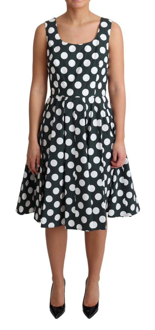 Dolce & Gabbana Green Polka Dotted Cotton A-Line Women's Dress