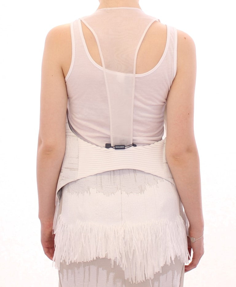 Arzu Kaprol White Lashes Open Back Vest Women's Jacket