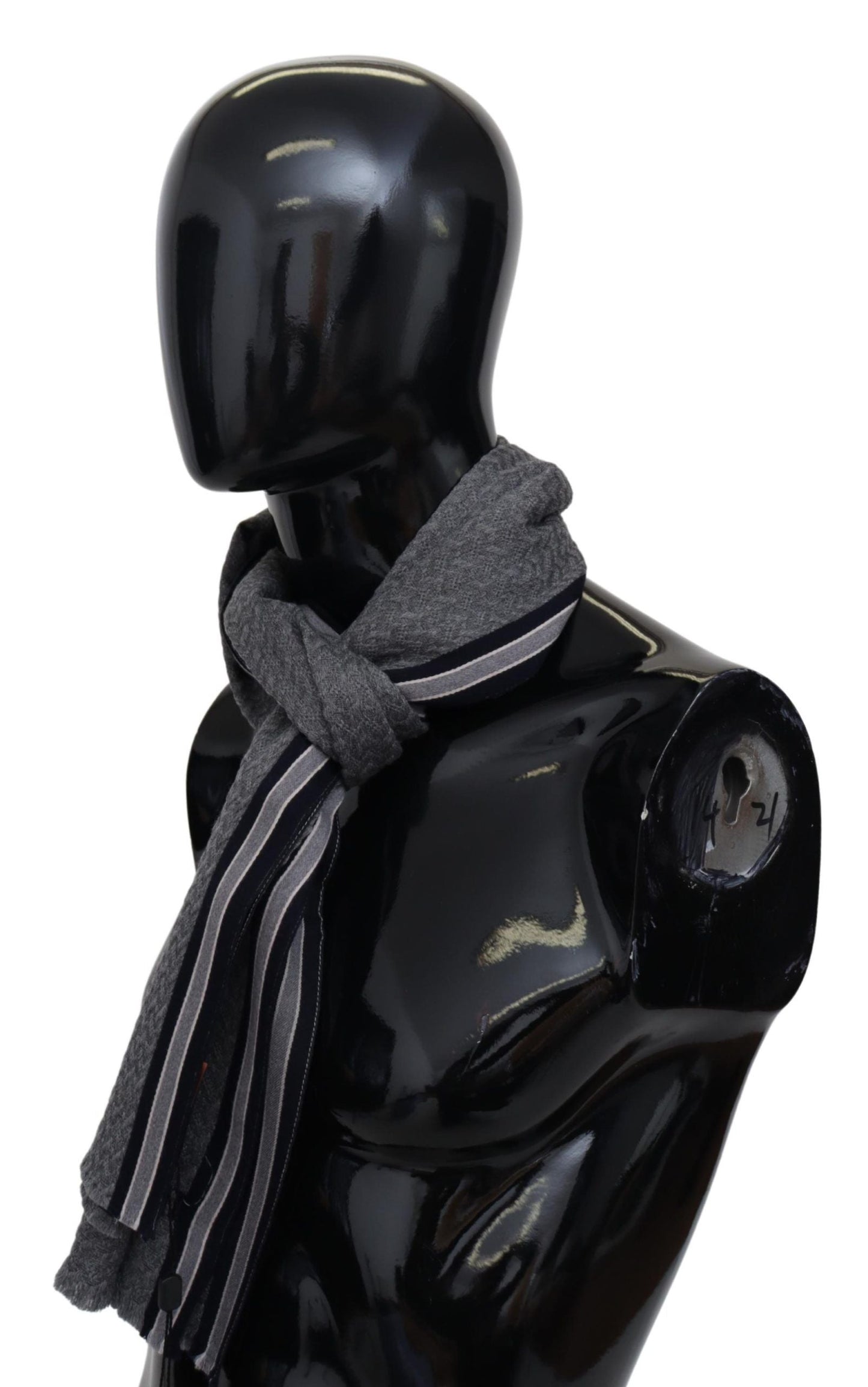 Missoni Gray Stripes Pattern 100% Wool Unisex Neck Wrap Men's Scarf