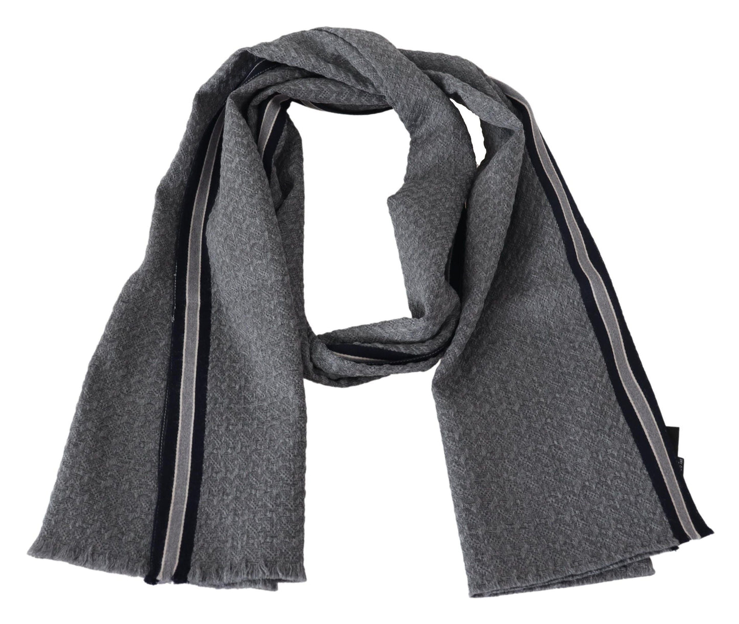 Missoni Gray Stripes Pattern 100% Wool Unisex Neck Wrap Men's Scarf