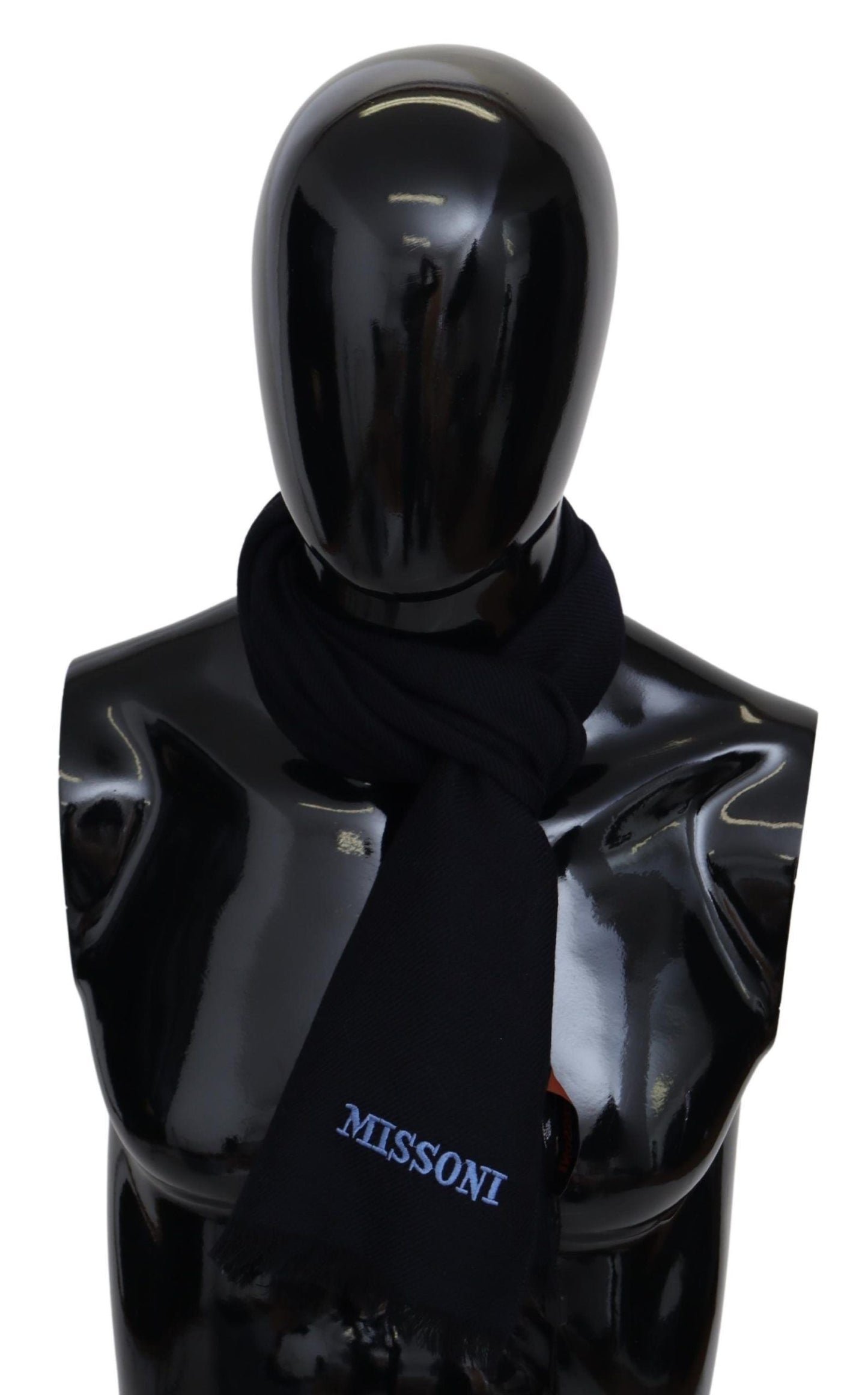 Missoni Black 100% Wool Knit Unisex Neck Wrap Shawl Men's Scarf