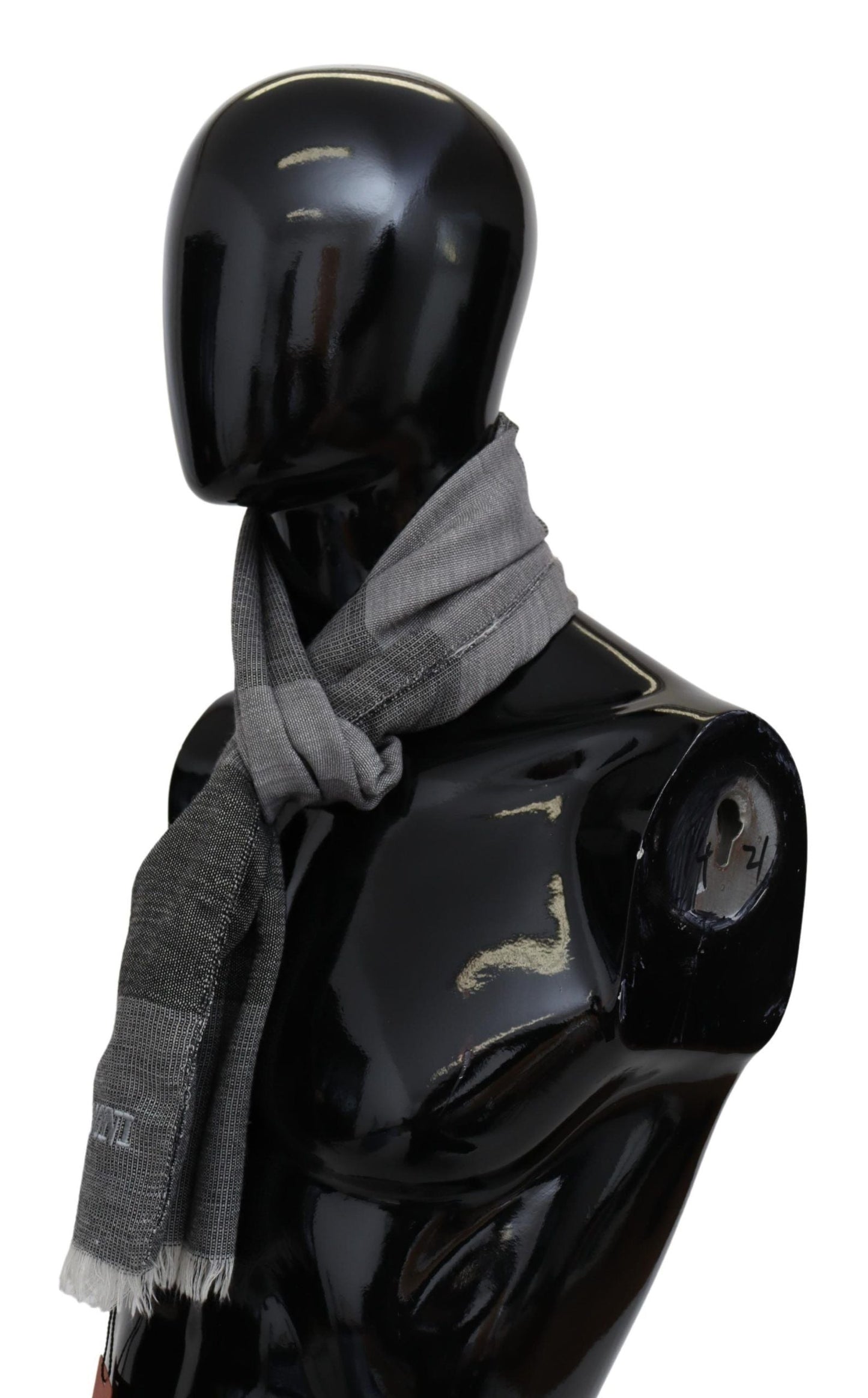 Missoni Gray Striped Wool Unisex Neck Wrap Fringes Men's Scarf