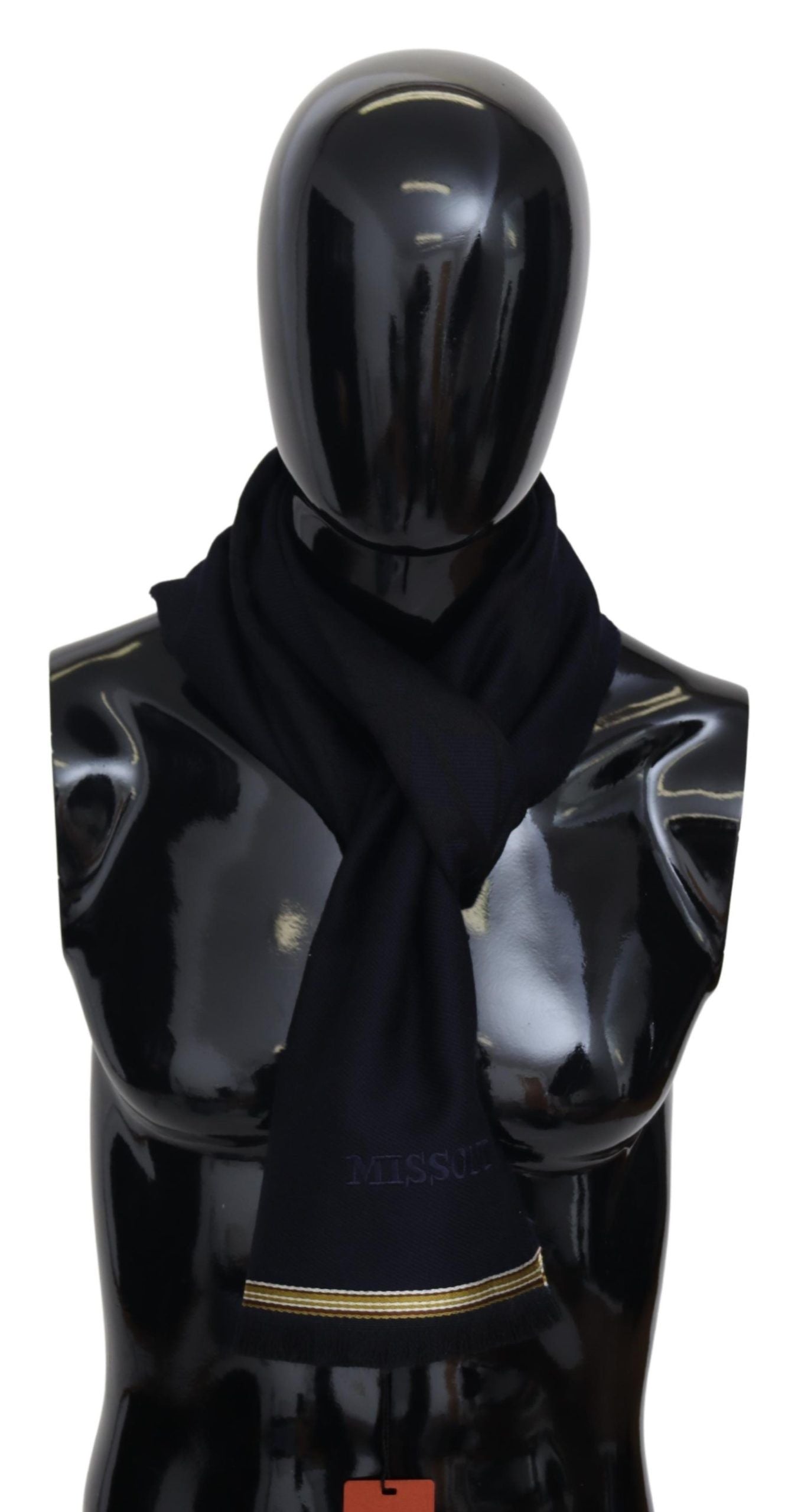 Missoni Black 100% Wool Unisex Neck Wrap Fringes Men's Scarf