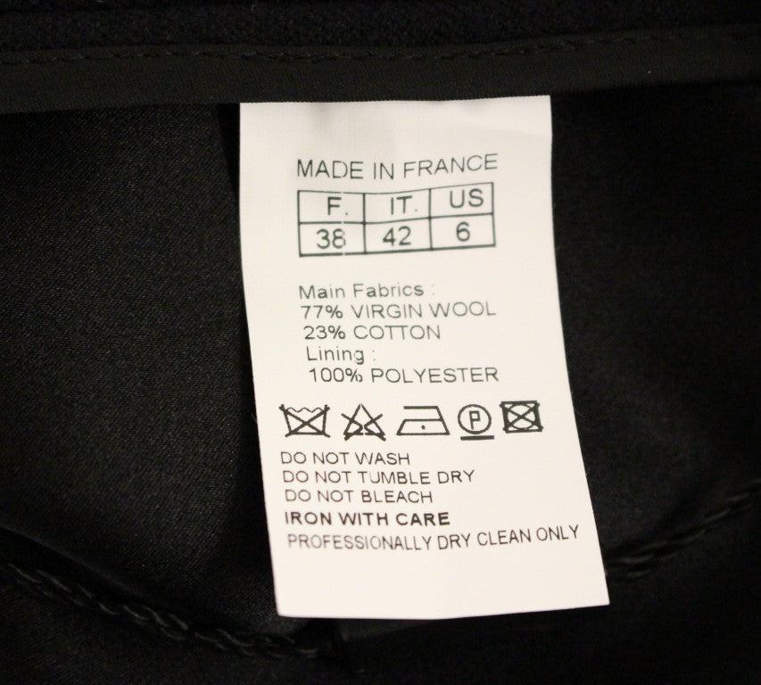 Corrado De Biase Black Metal Buttons Cotto Wool Women's Skirt