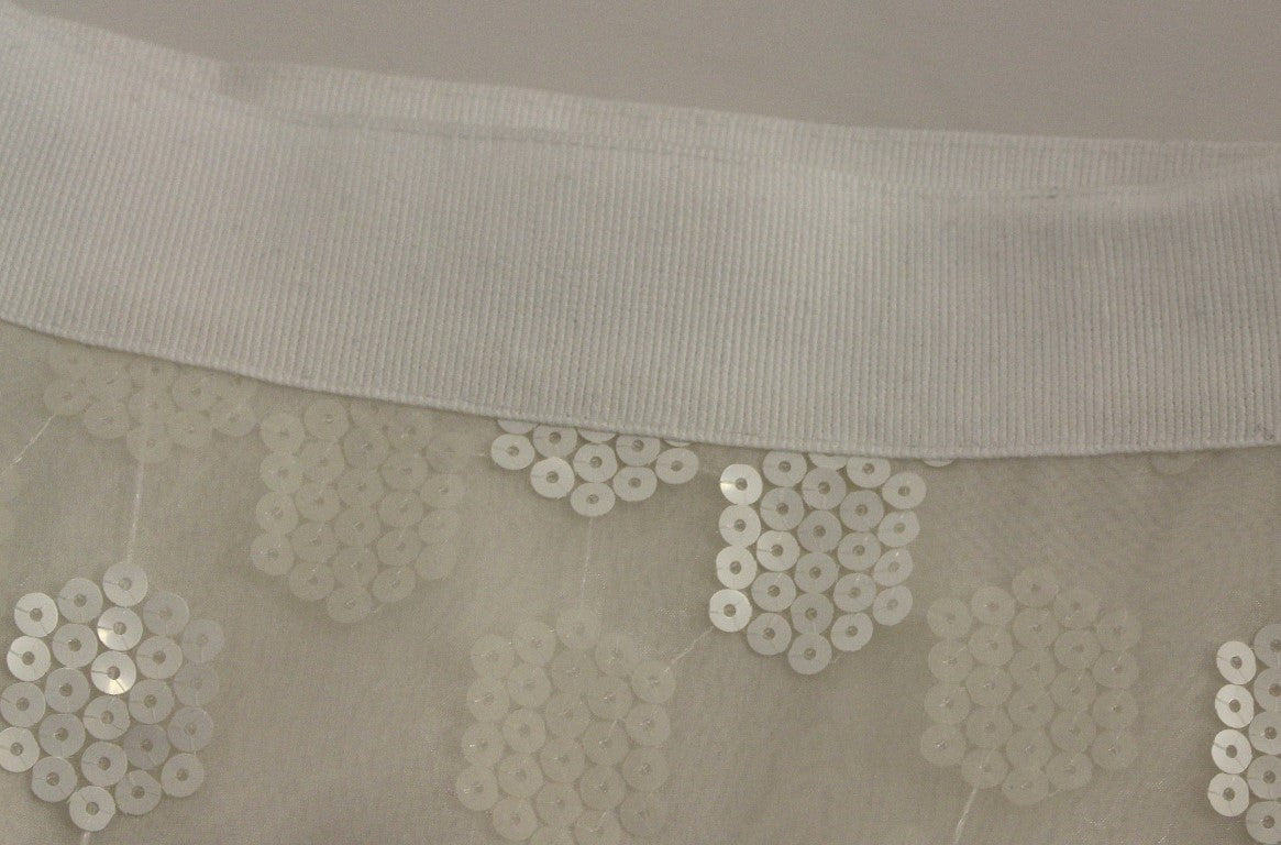 Koonhor White Sequined Straight Pencil Women's Skirt