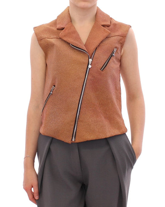 La Maison du Couturier Brown Leather Jacket Women's Vest