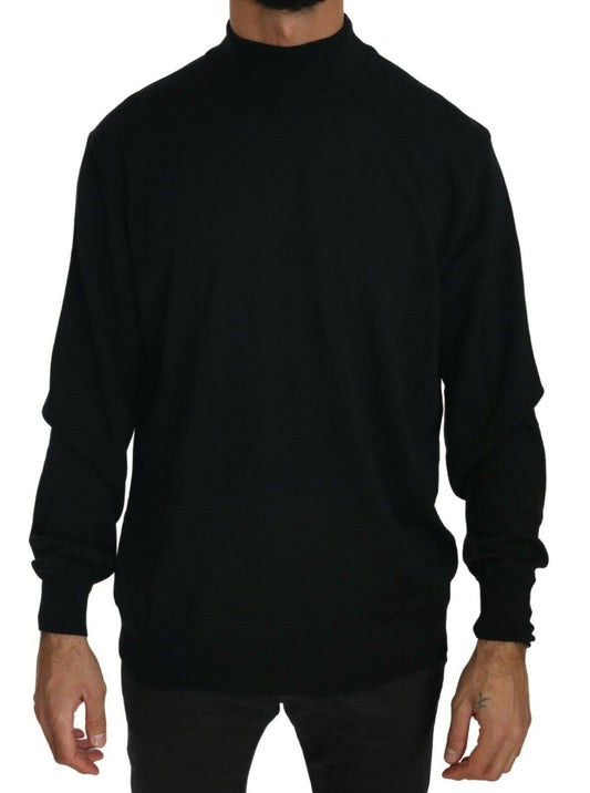 MILA SCH��N Black Turtle Neck Pullover Top Virgin Wool Men's Sweater