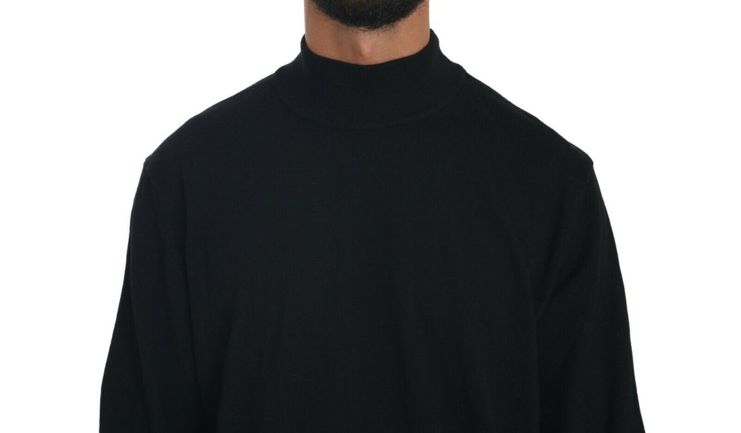 MILA SCH��N Black Turtle Neck Pullover Top Virgin Wool Men's Sweater