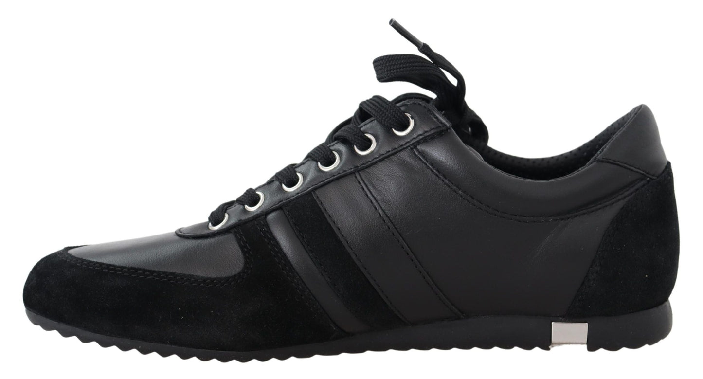 Dolce & Gabbana Black Logo Leather Casual Sneakers Men's Shoes