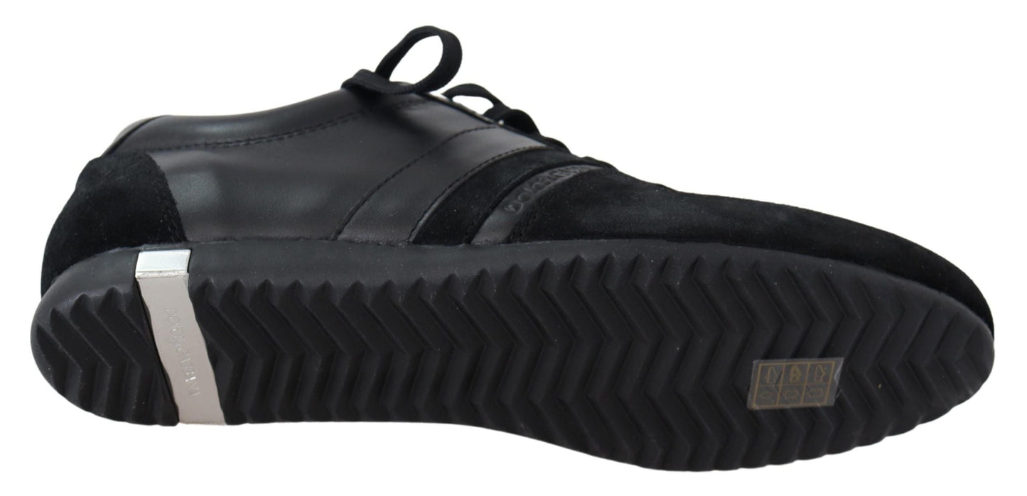 Dolce & Gabbana Black Logo Leather Casual Sneakers Men's Shoes