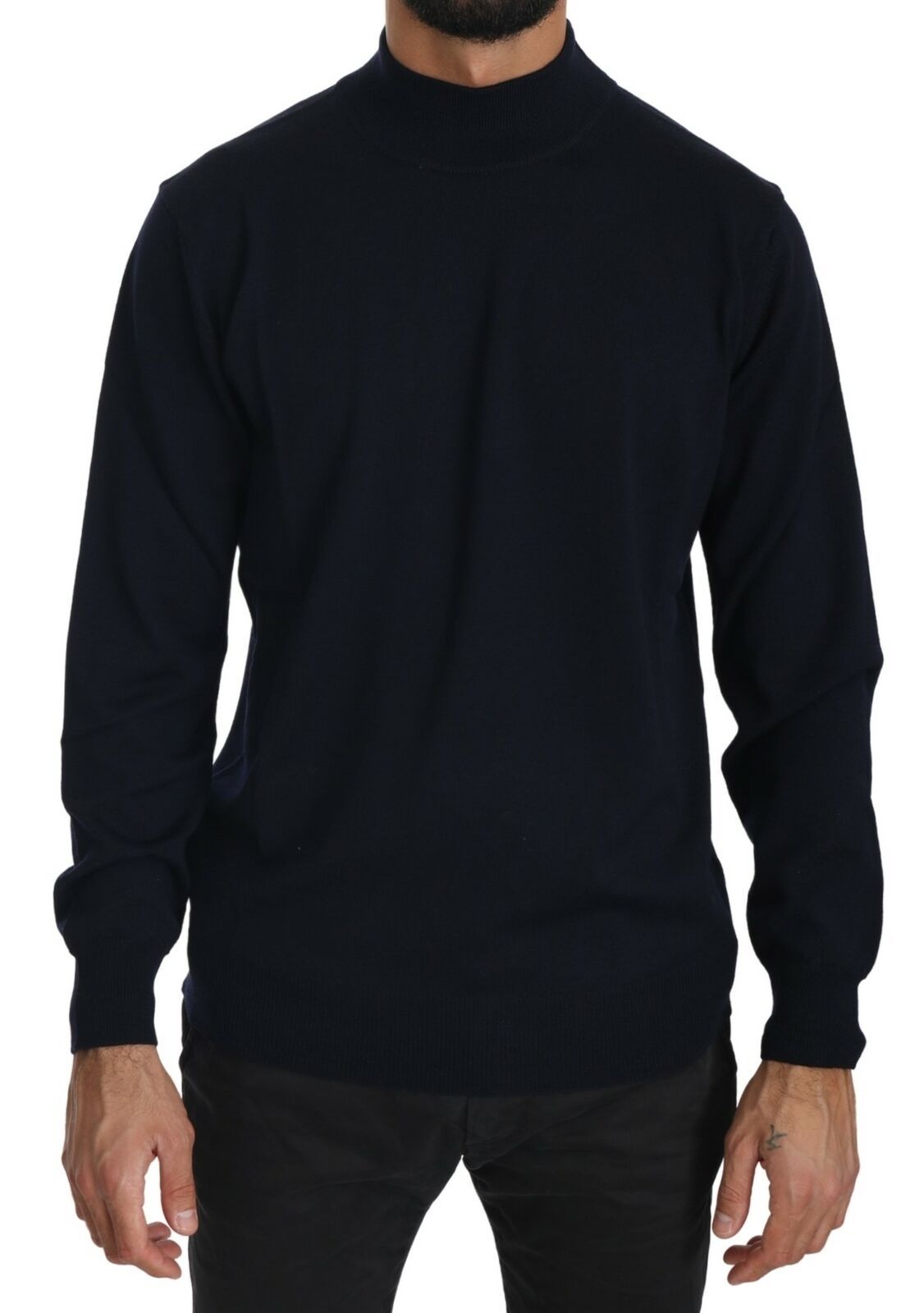 MILA SCH��N Dark Blue Crewneck Pullover 100% Wool Men's Sweater