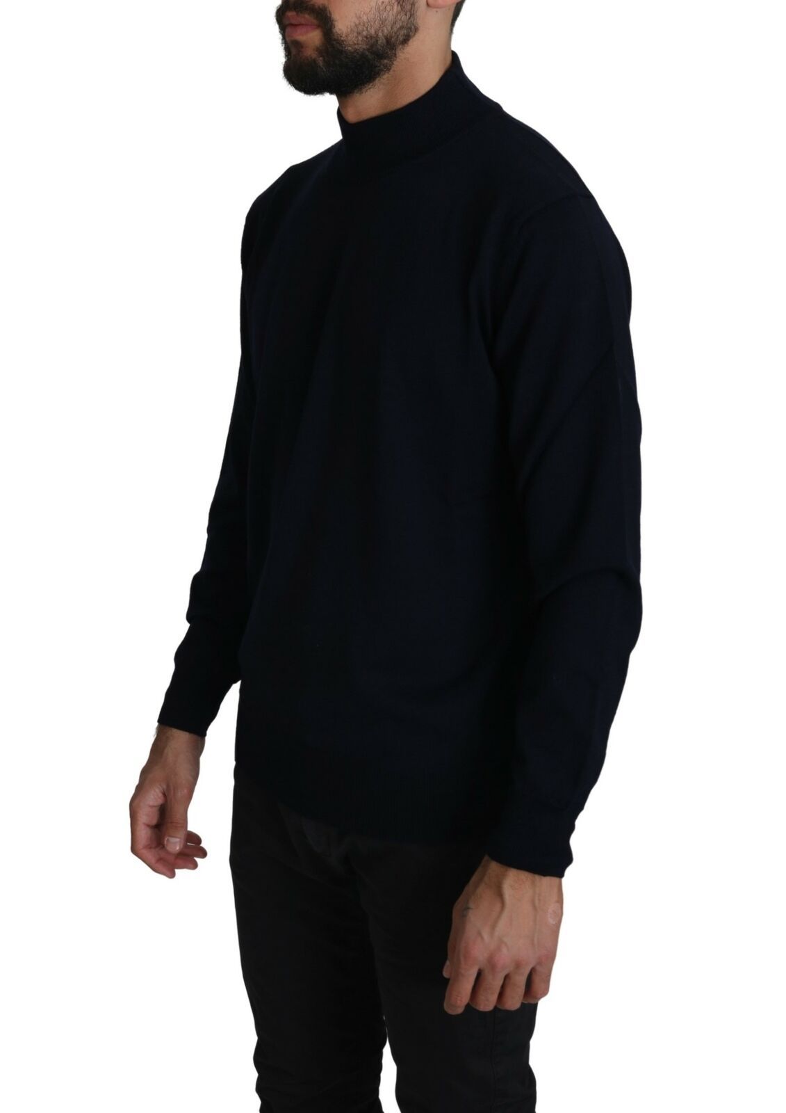 MILA SCH��N Dark Blue Crewneck Pullover 100% Wool Men's Sweater