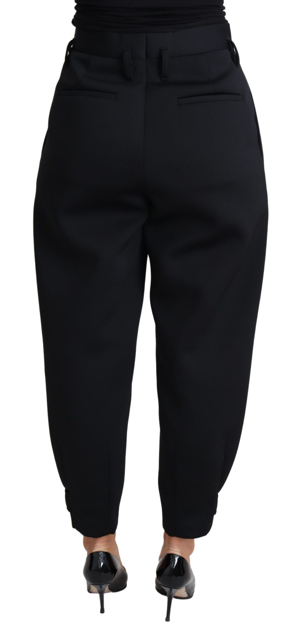 Dolce & Gabbana Black Cropped Dress High Waist Polyester Women's Pants