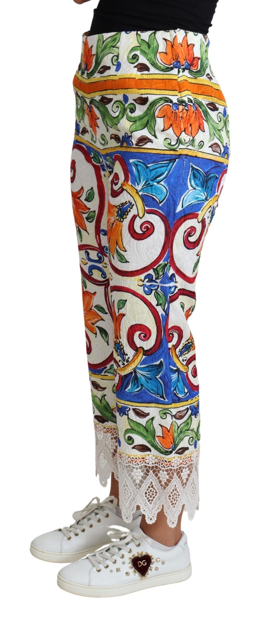 Dolce & Gabbana Multicolor Majolica Print Trouser  Cotton Women's Pants