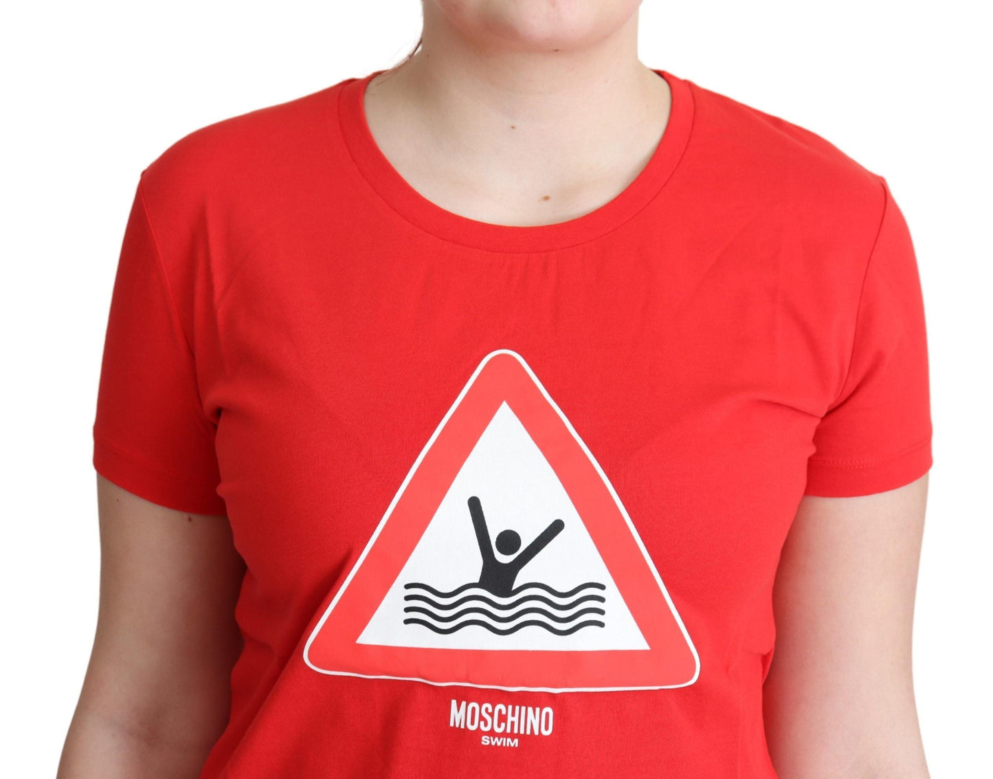 Moschino Red Cotton Swim Graphic Triangle Print  Women's T-shirt