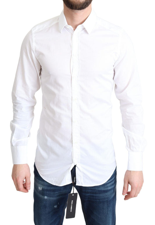 Dolce & Gabbana White Cotton Long Sleeves Formal Men's Shirt