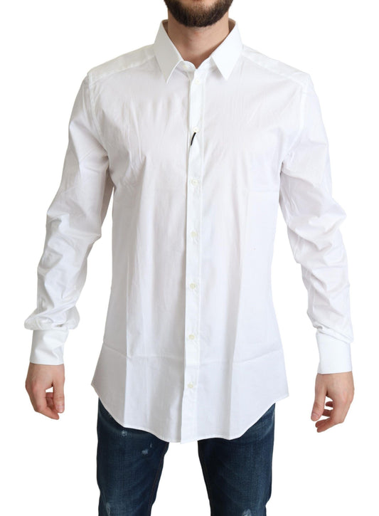 Dolce & Gabbana White Cotton Stretch Men Dress Formal Men's Shirt