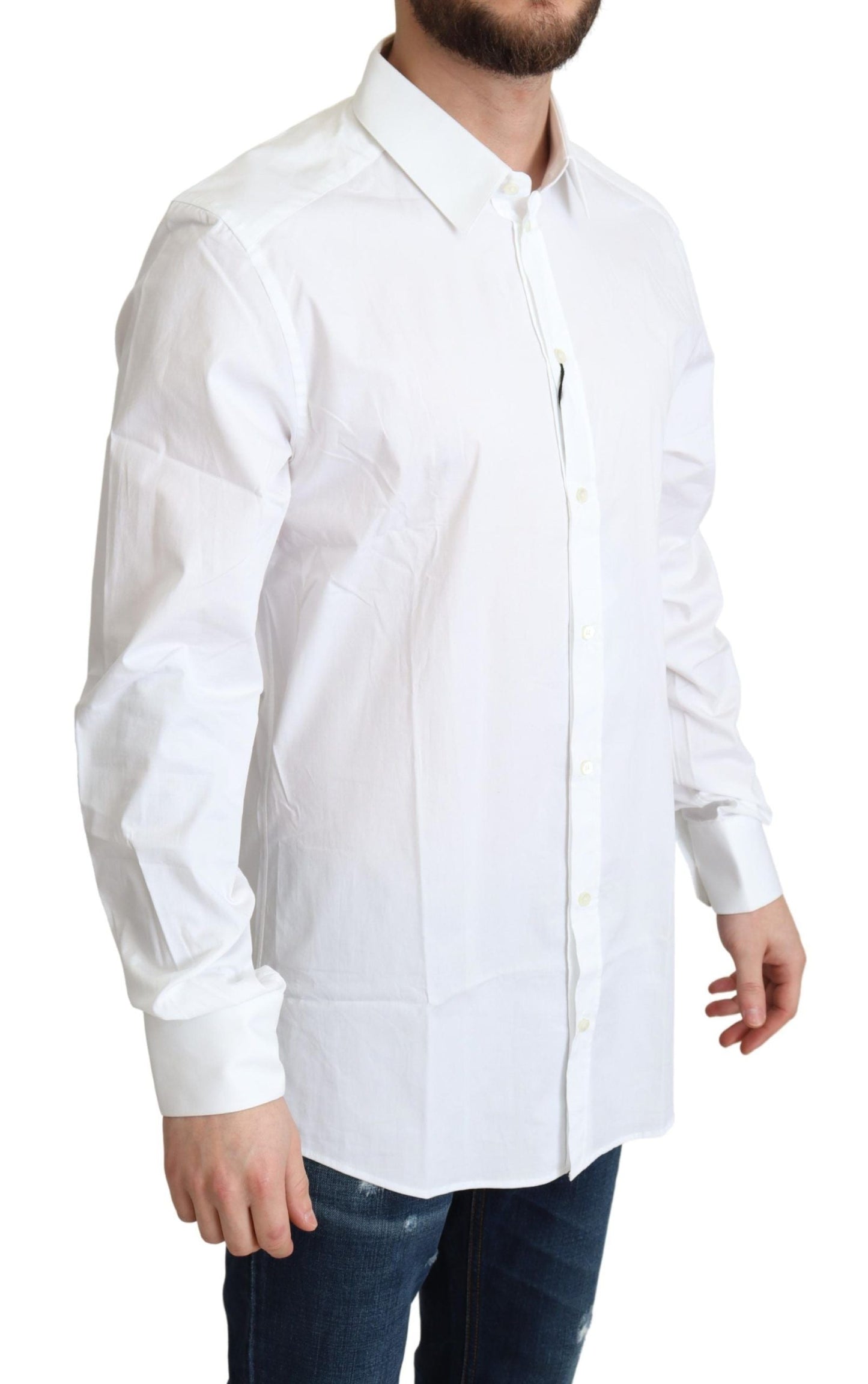 Dolce & Gabbana White Cotton Stretch Men Dress Formal Men's Shirt