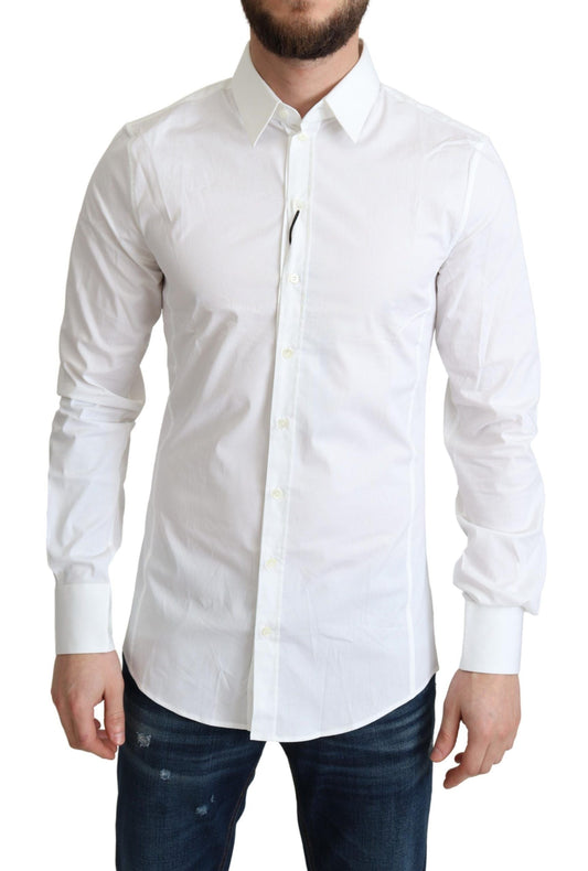 Dolce & Gabbana White Cotton Stretch Men Formal SICILIA Men's Shirt