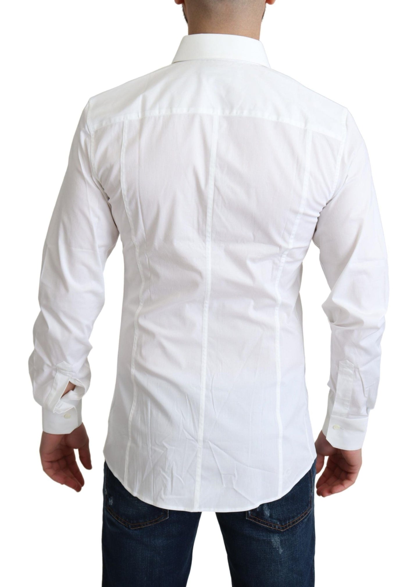 Dolce & Gabbana White Cotton Stretch Men Formal SICILIA Men's Shirt