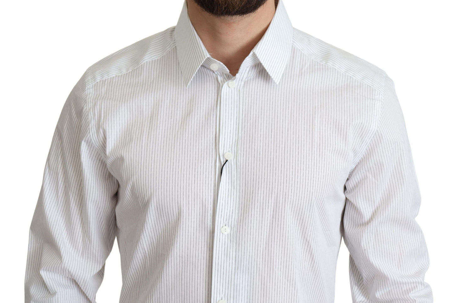 Dolce & Gabbana White Stripes Cotton Formal Dress Men's Shirt