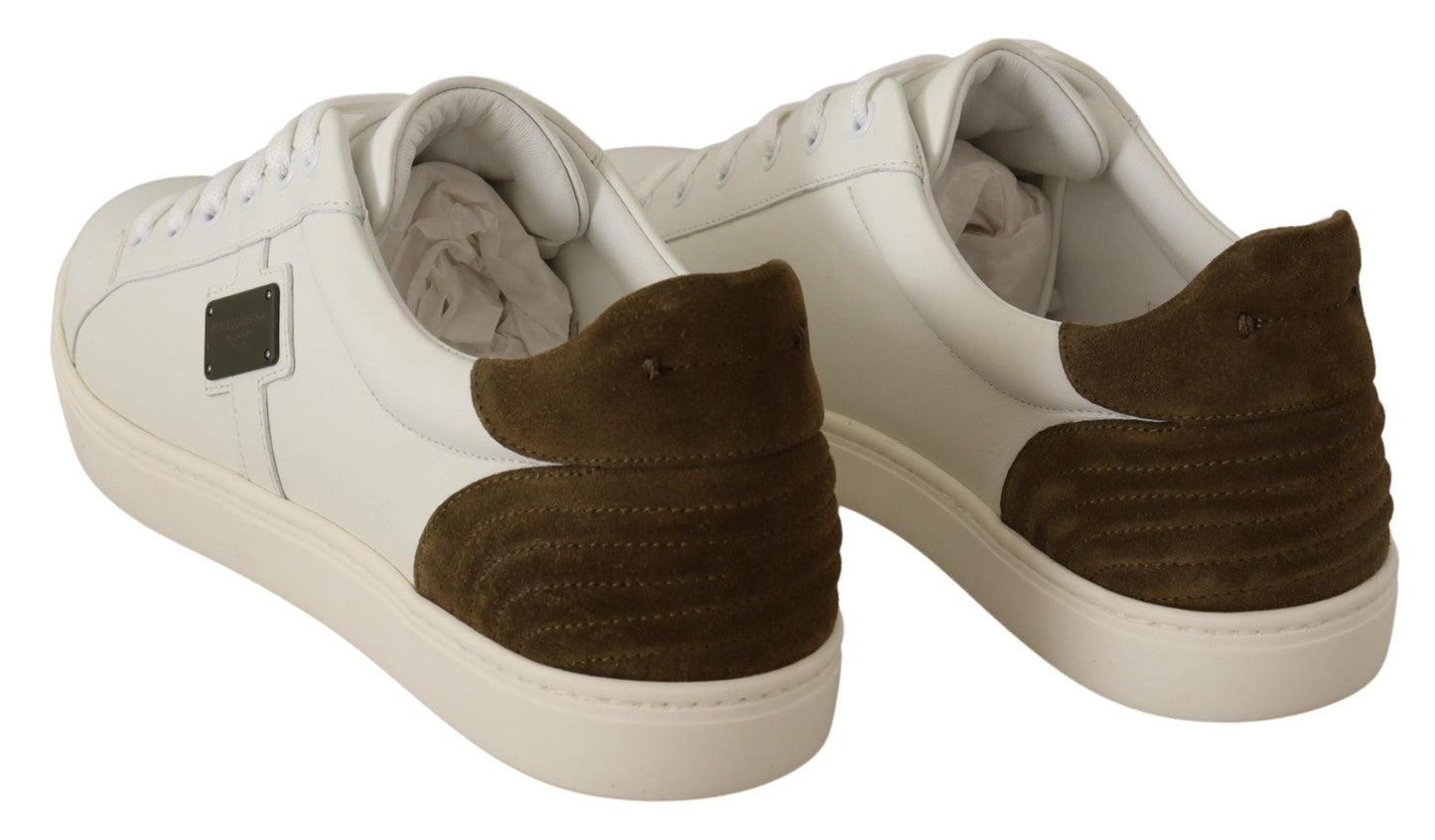 Dolce & Gabbana White Suede Leather Mens Low Tops Men's Sneakers