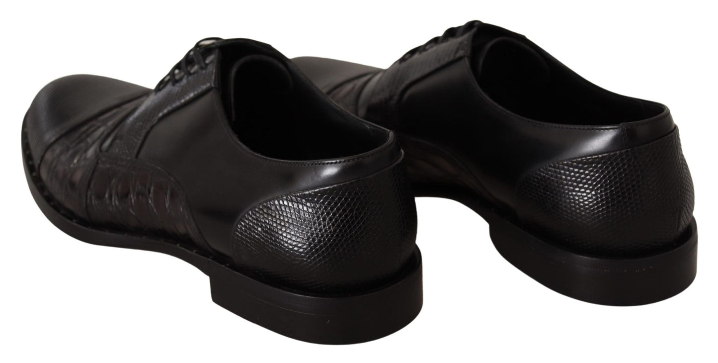 Dolce & Gabbana Black Leather Exotic Skins Formal Men's Shoes