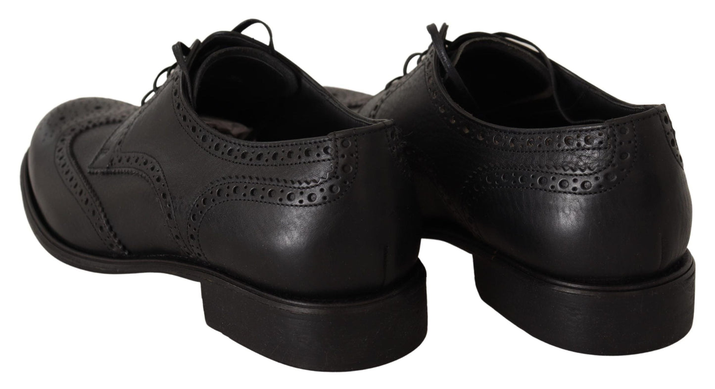 Dolce & Gabbana Black Leather Oxford Wingtip Formal Dress Men's Shoes