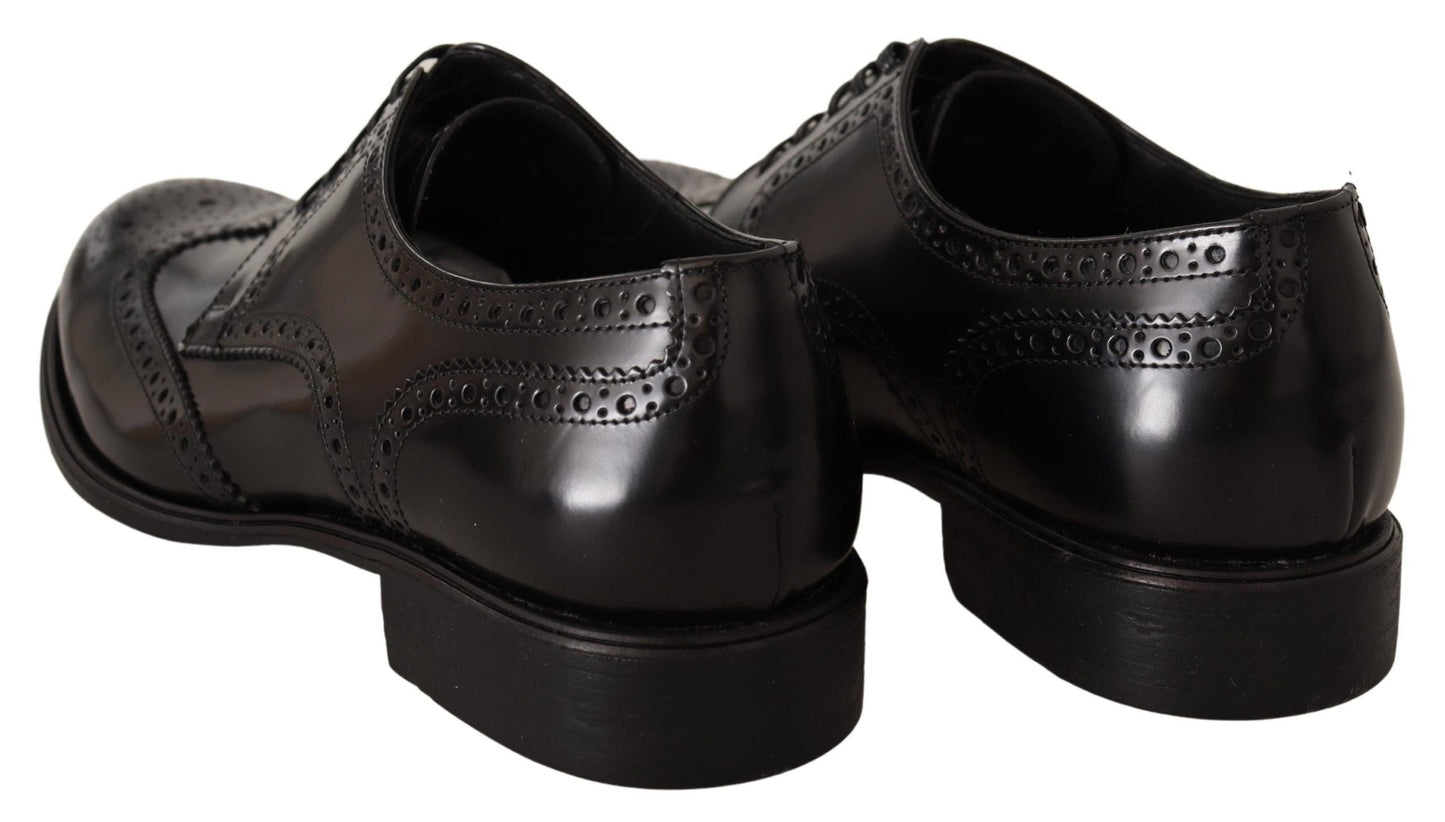 Dolce & Gabbana Black Leather Oxford Wingtip Formal Men's Shoes