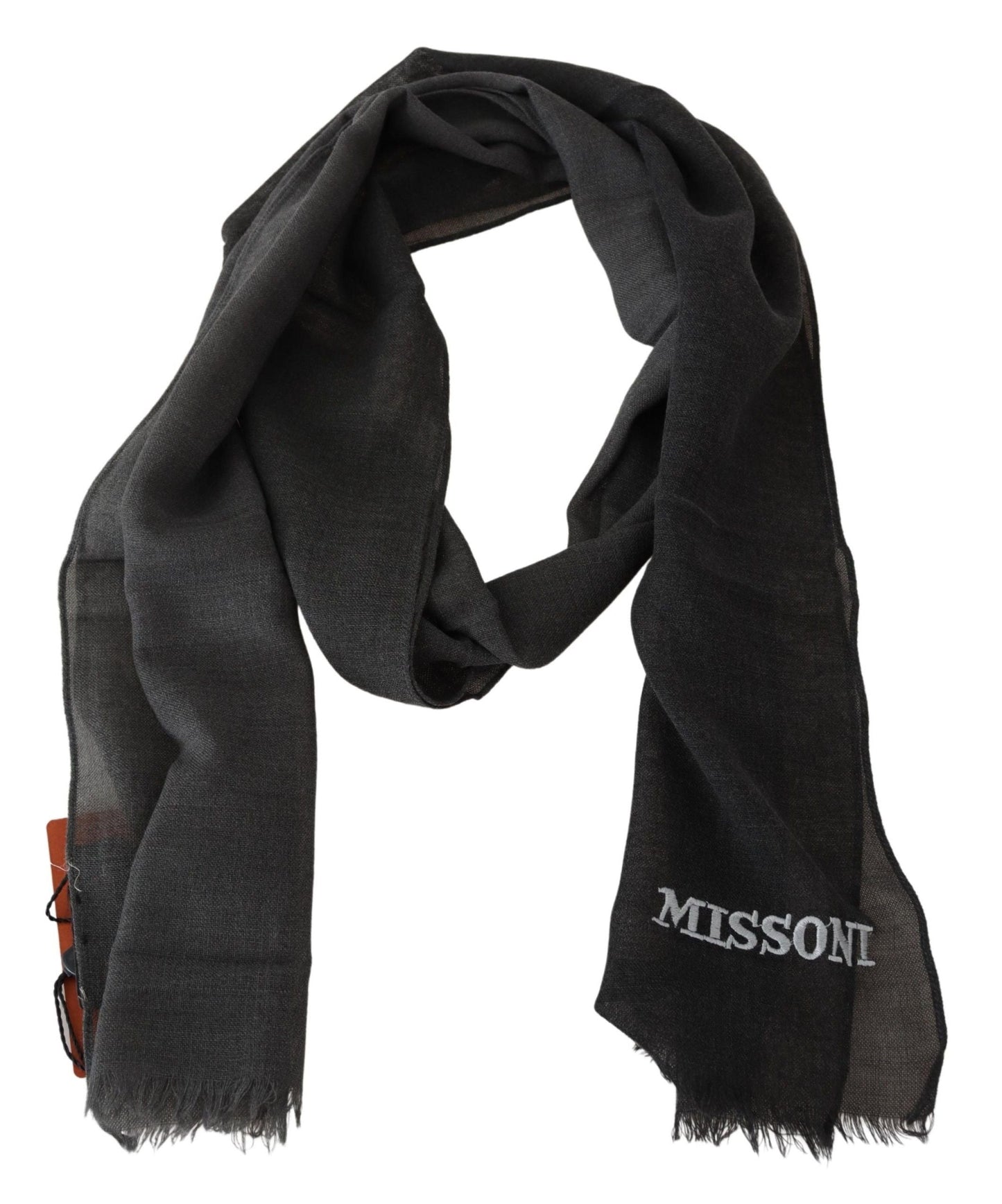 Missoni Black 100% Wool Unisex Neck Wrap Men's Scarf