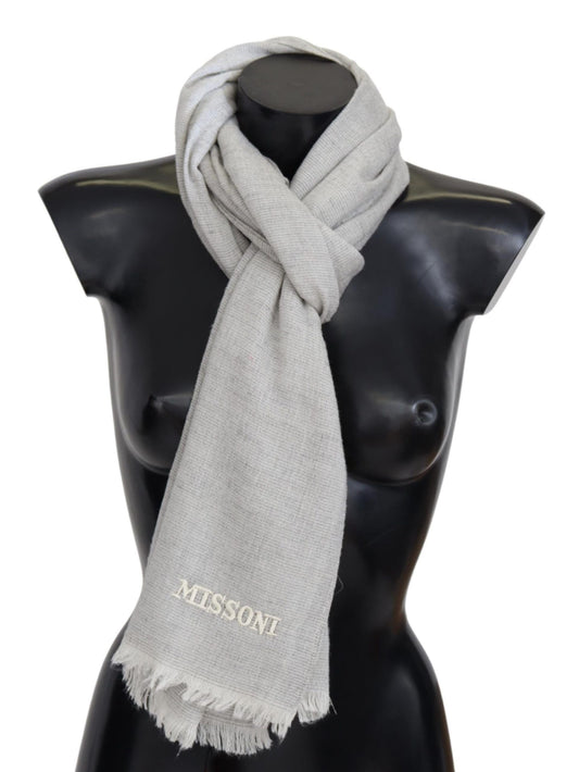 Missoni Gray Wool Knit Unisex Neck Wrap Men's Scarf