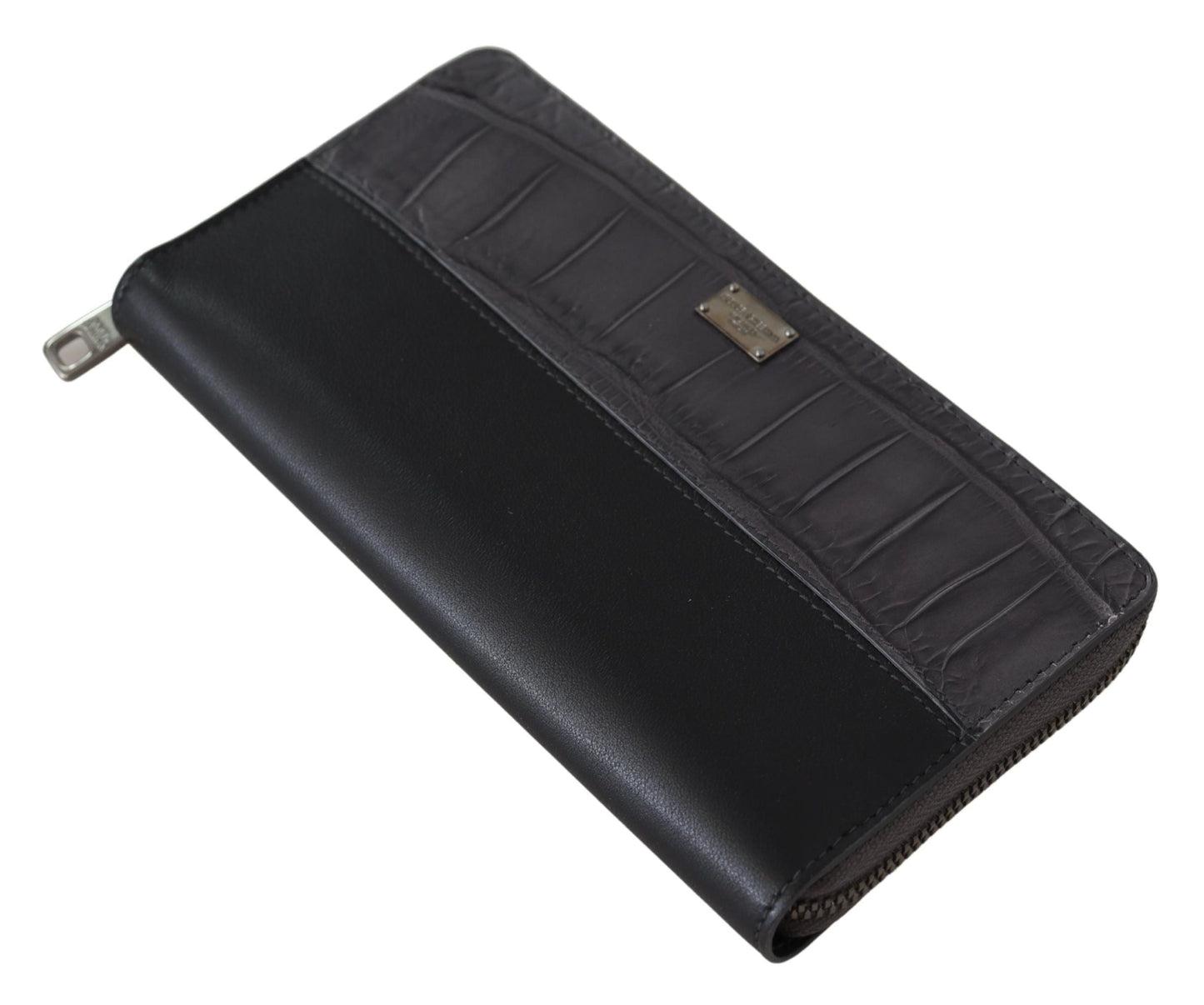 Dolce & Gabbana Black Zip Around Continental Clutch Leather Men's Wallet