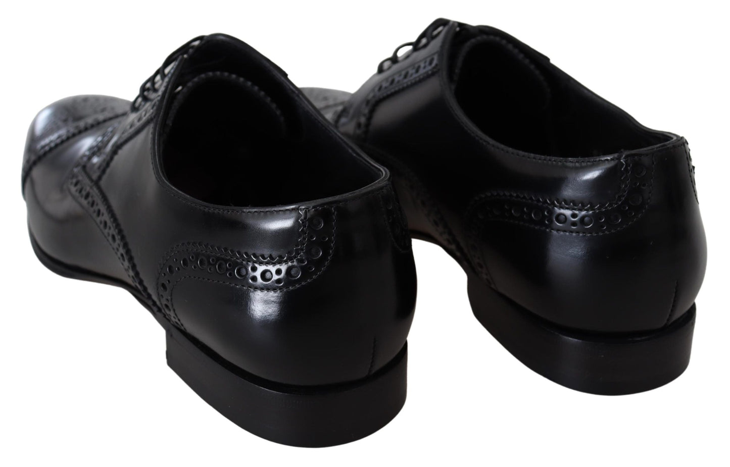 Dolce & Gabbana Black Leather Men Derby Formal Loafers Men's Shoes