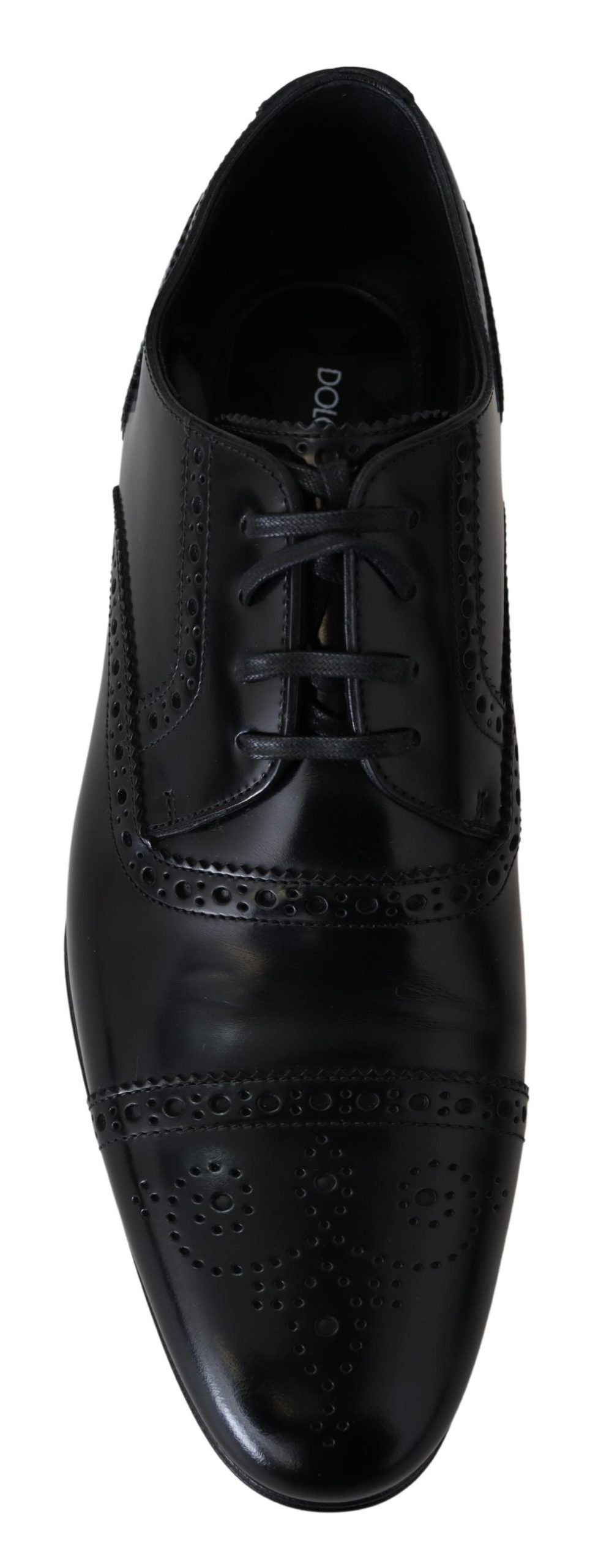 Dolce & Gabbana Black Leather Men Derby Formal Loafers Men's Shoes