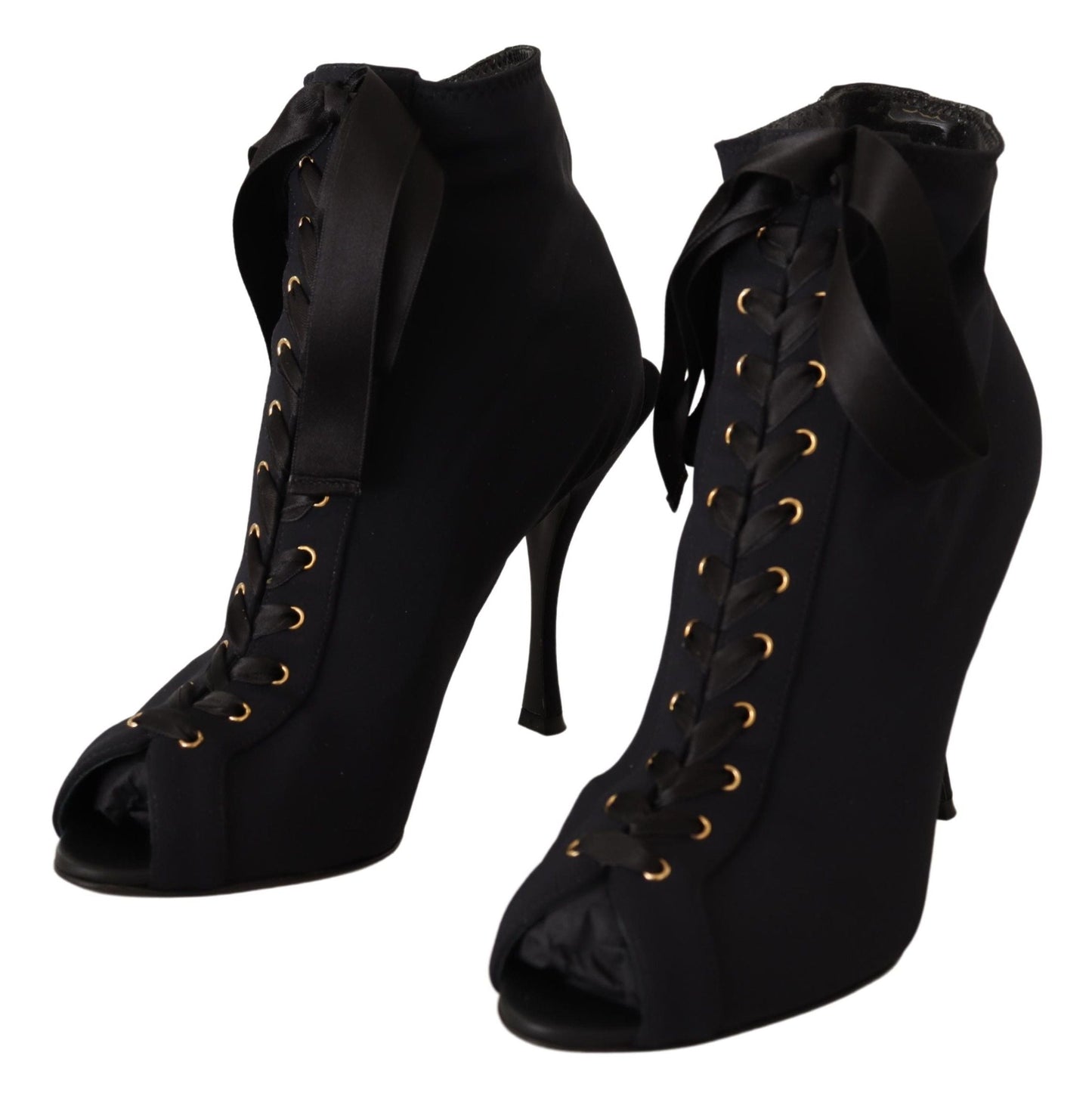 Dolce & Gabbana Black Stretch Short Ankle Boots Women's Shoes
