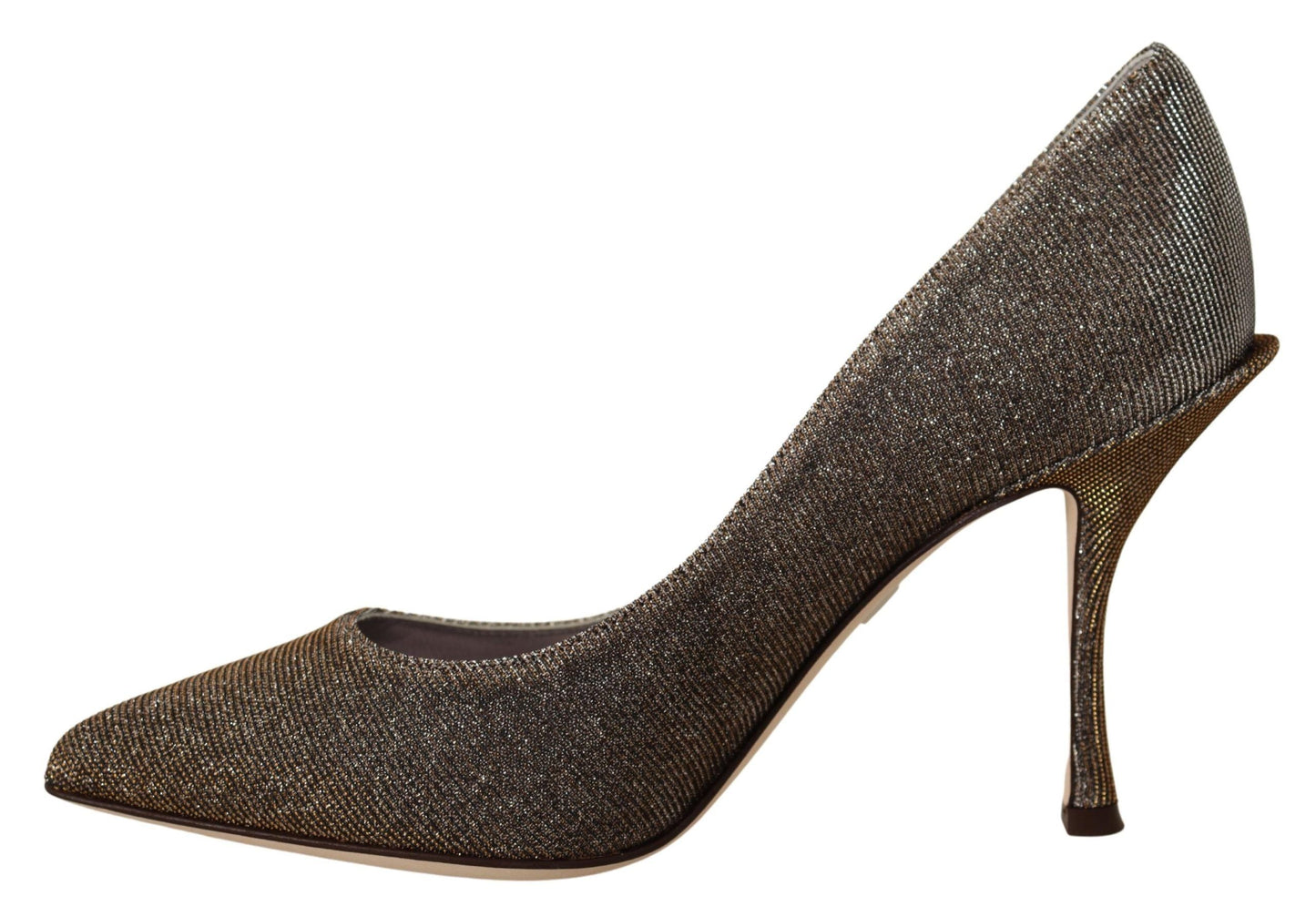 Dolce & Gabbana Gold Silver Fabric Heels Pumps Women's Shoes