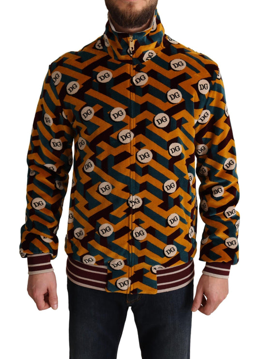 Dolce & Gabbana Multicolor Velvet DG Logo Mens Sweater Men's Jacket