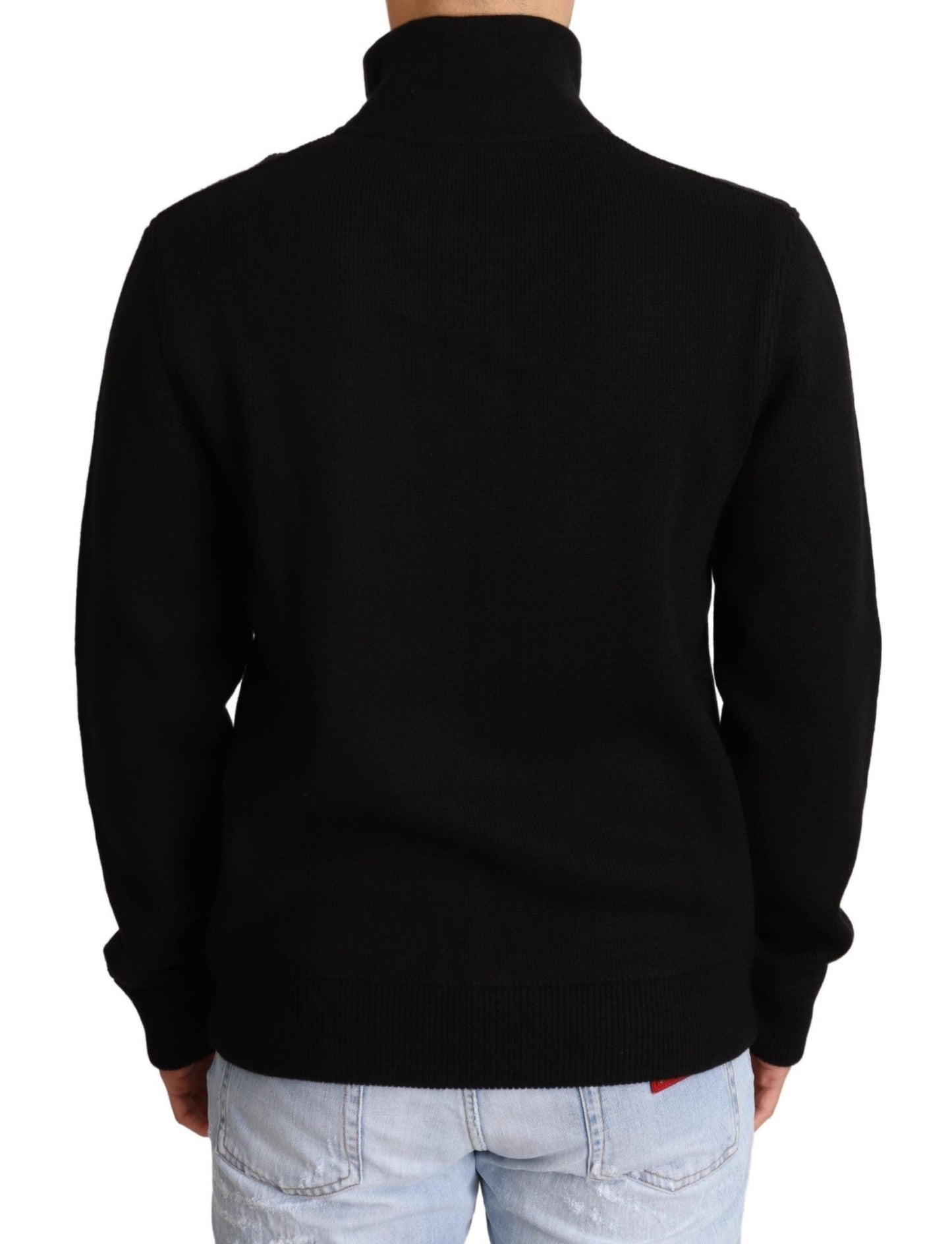 Dolce & Gabbana Black Cashmere Zipper Mens Men's Sweater