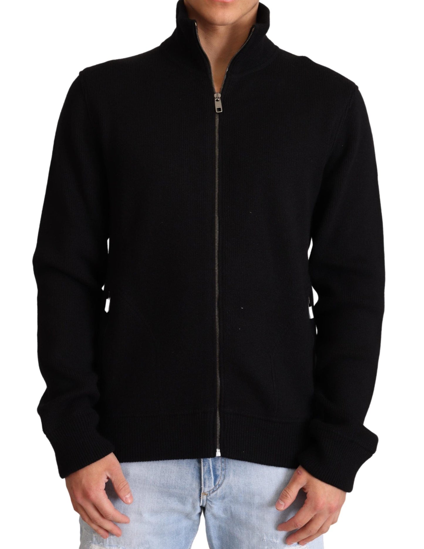 Dolce & Gabbana Black Cashmere Zipper Mens Men's Sweater