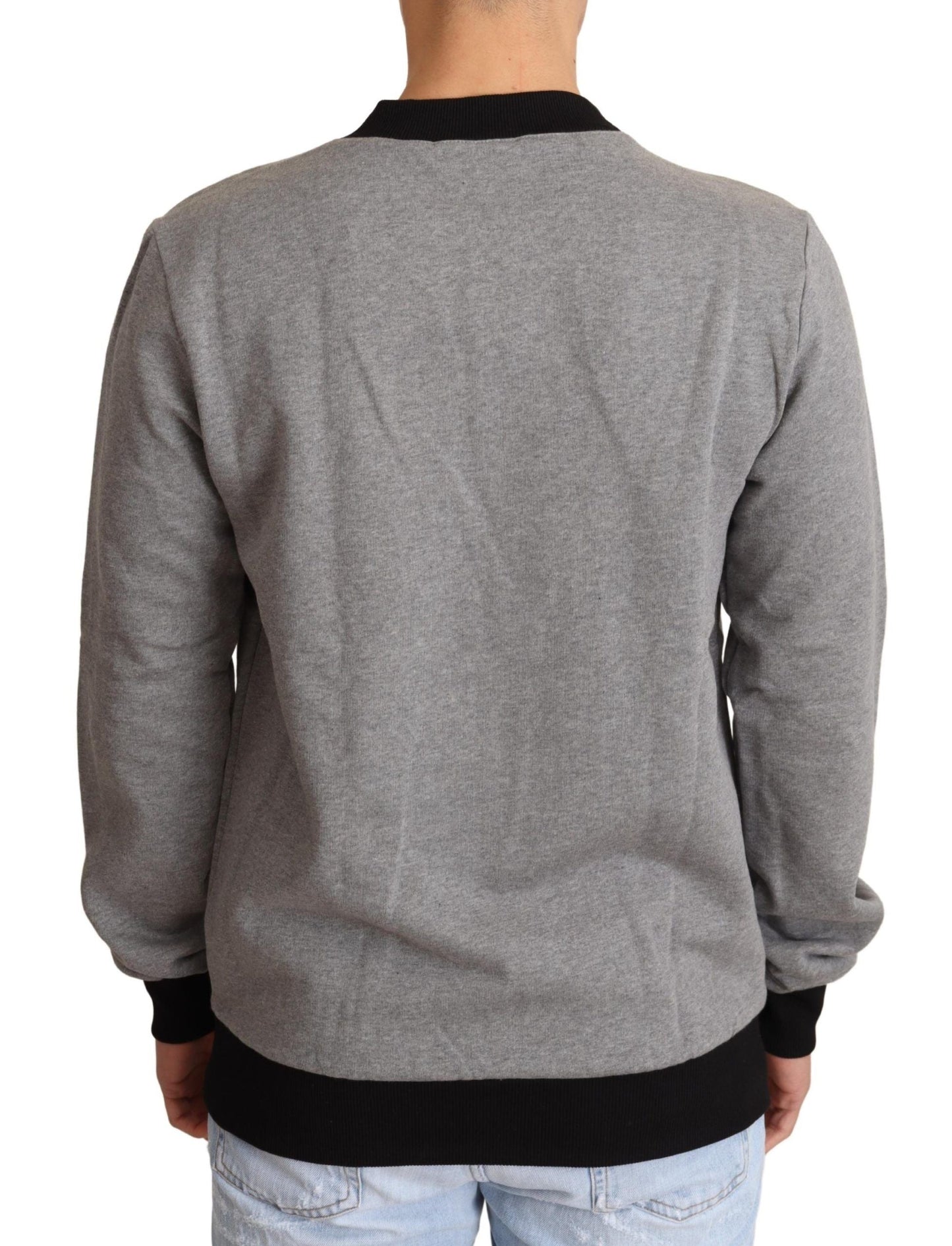 Dolce & Gabbana Gray Crown King Cotton Pullover Men's Sweater