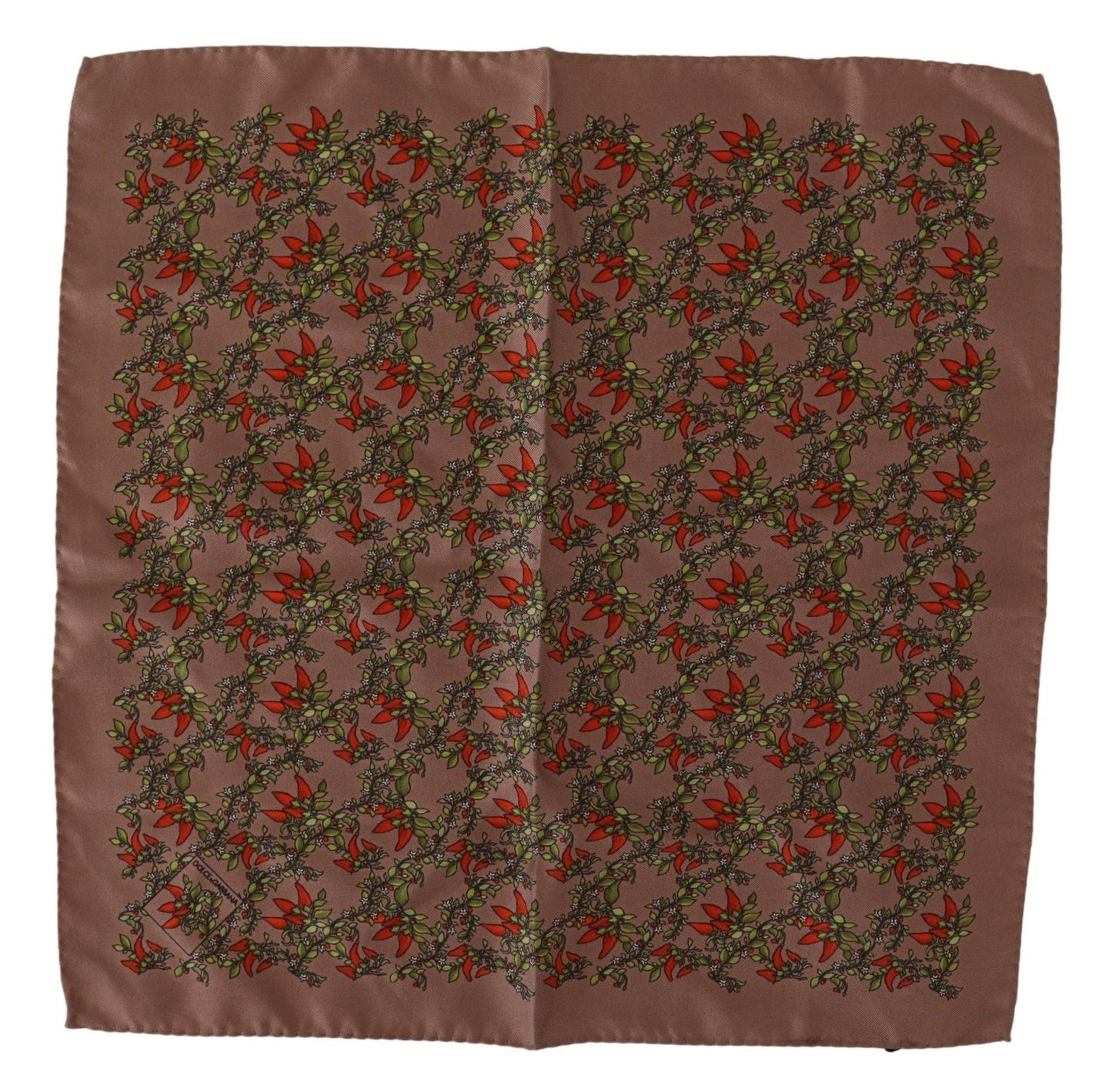 Dolce & Gabbana Brown Carrots Print Silk Men's Handkerchief