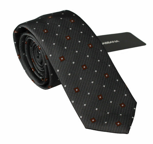 Dolce & Gabbana Gray Patterned Classic Mens Slim Men's Necktie