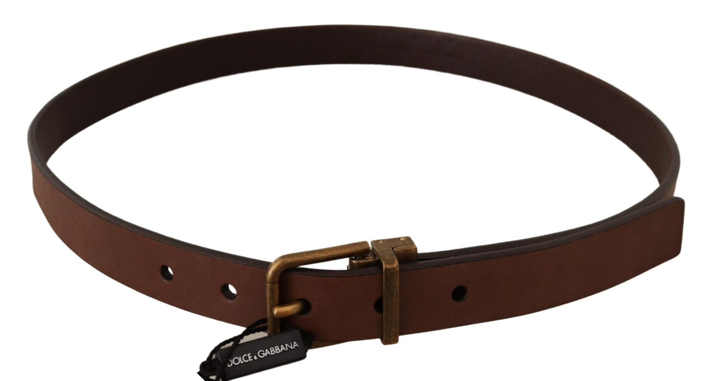 Dolce & Gabbana Brown Leather Rustic Buckle Cintura Men's Belt