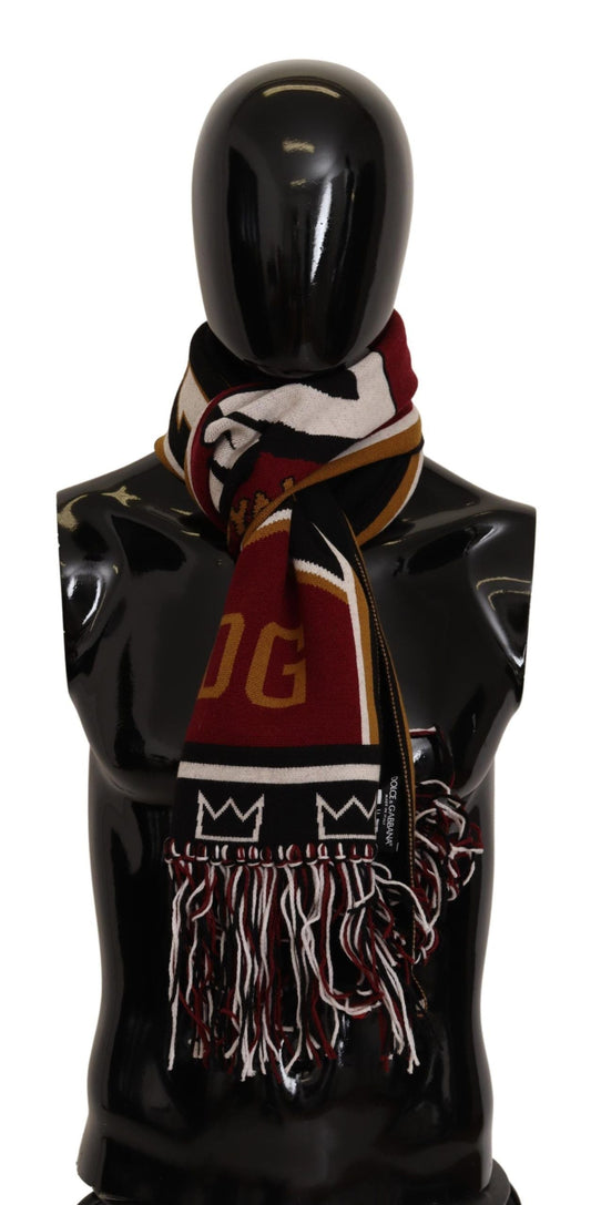 Dolce & Gabbana Multicolor Wool Knit DG King Shawl Wrap Men's Scarf