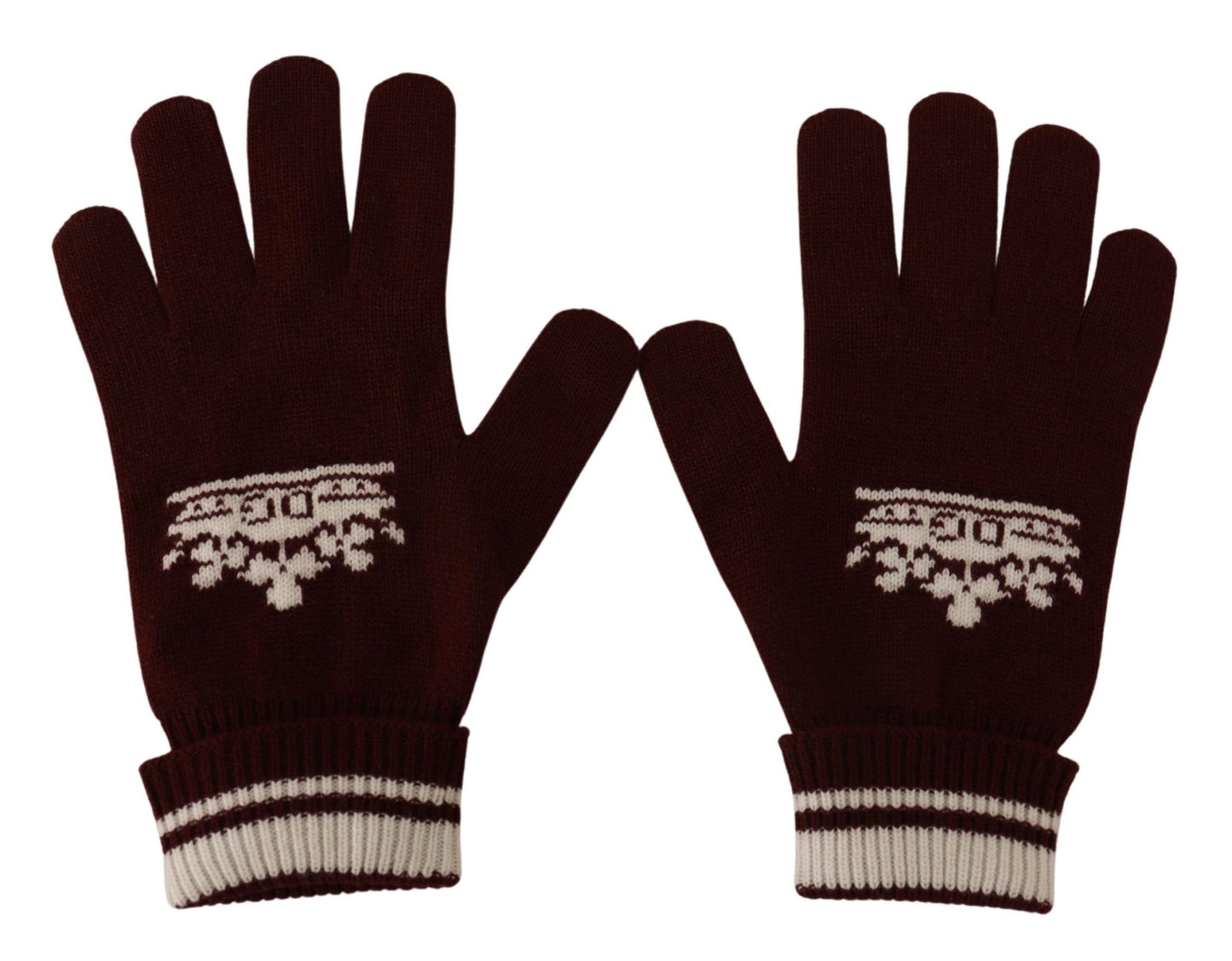Dolce & Gabbana Red White D&G Logo Crown Cashmere Men's Gloves