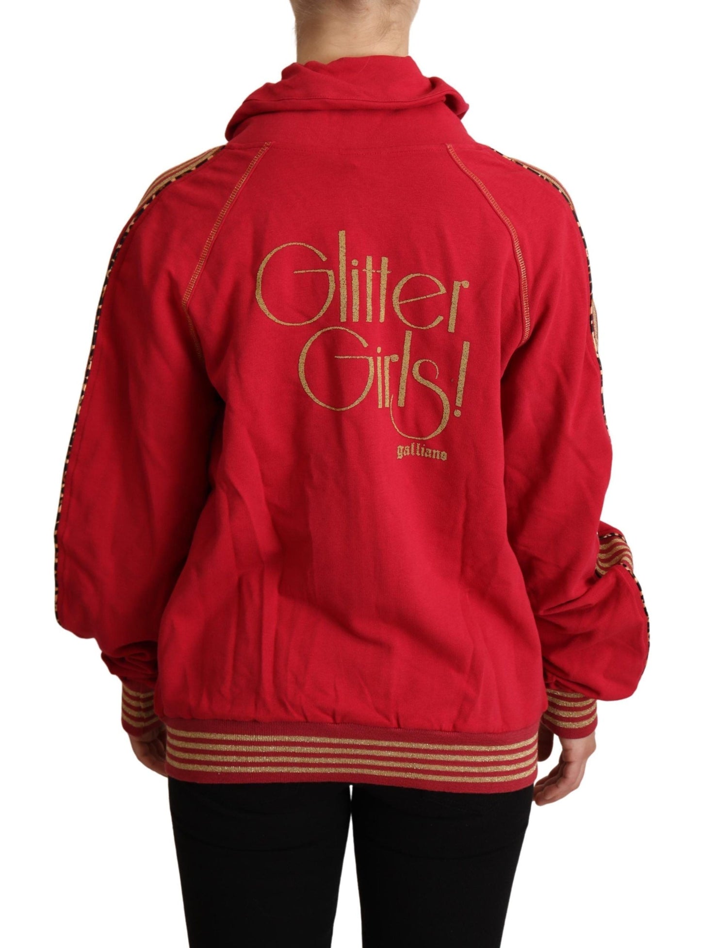 John Galliano Red Full Zip Jacket Sweatshirt Hooded Women's Sweater