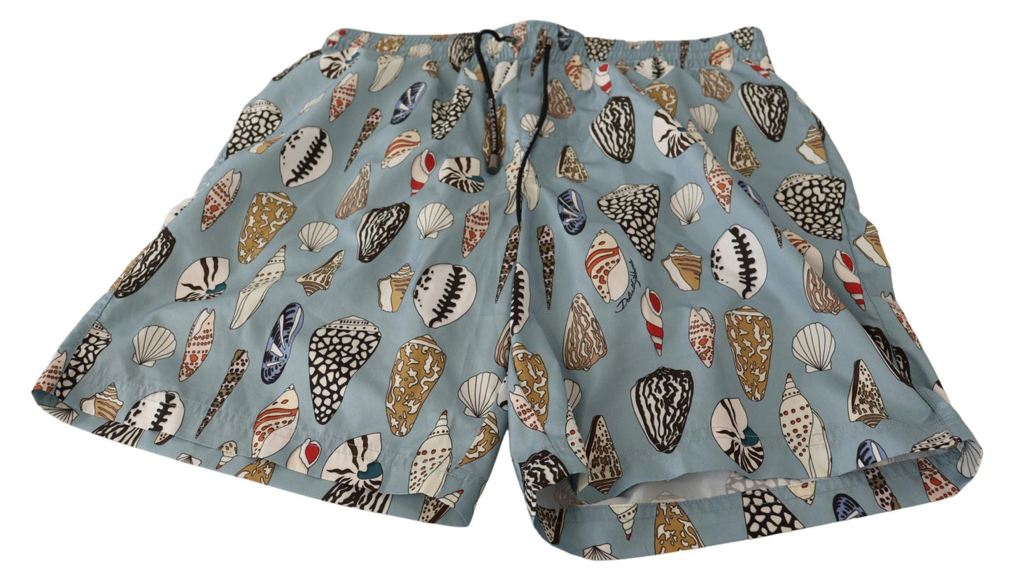 Dolce & Gabbana Blue Seashell Beachwear Swimwear Men's Shorts